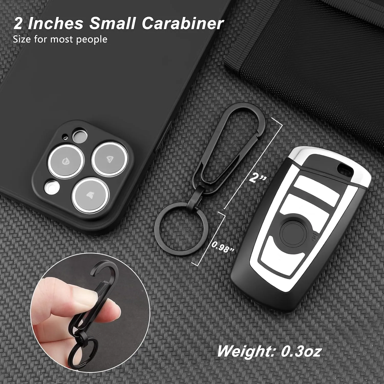 Titanium Carabiner Keychain Clip with Key Ring, 2 Inch Small Heavy Duty Key Clip, Belt Clip for Keys
