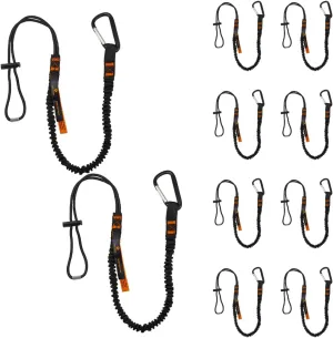 Tool Lanyard with Spring Locking Aluminum Carabiner & Adjustable Loop End, 153 cm Working Length, Max Load 9KG - Tool Safety for Scaffolding & Working at Height - 10 Pack