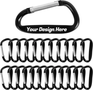 TopTie 24PCS Custom Carabiners Clips, Mini Engraved Carabiner Keychain Heavy Duty 3Inch D Shape