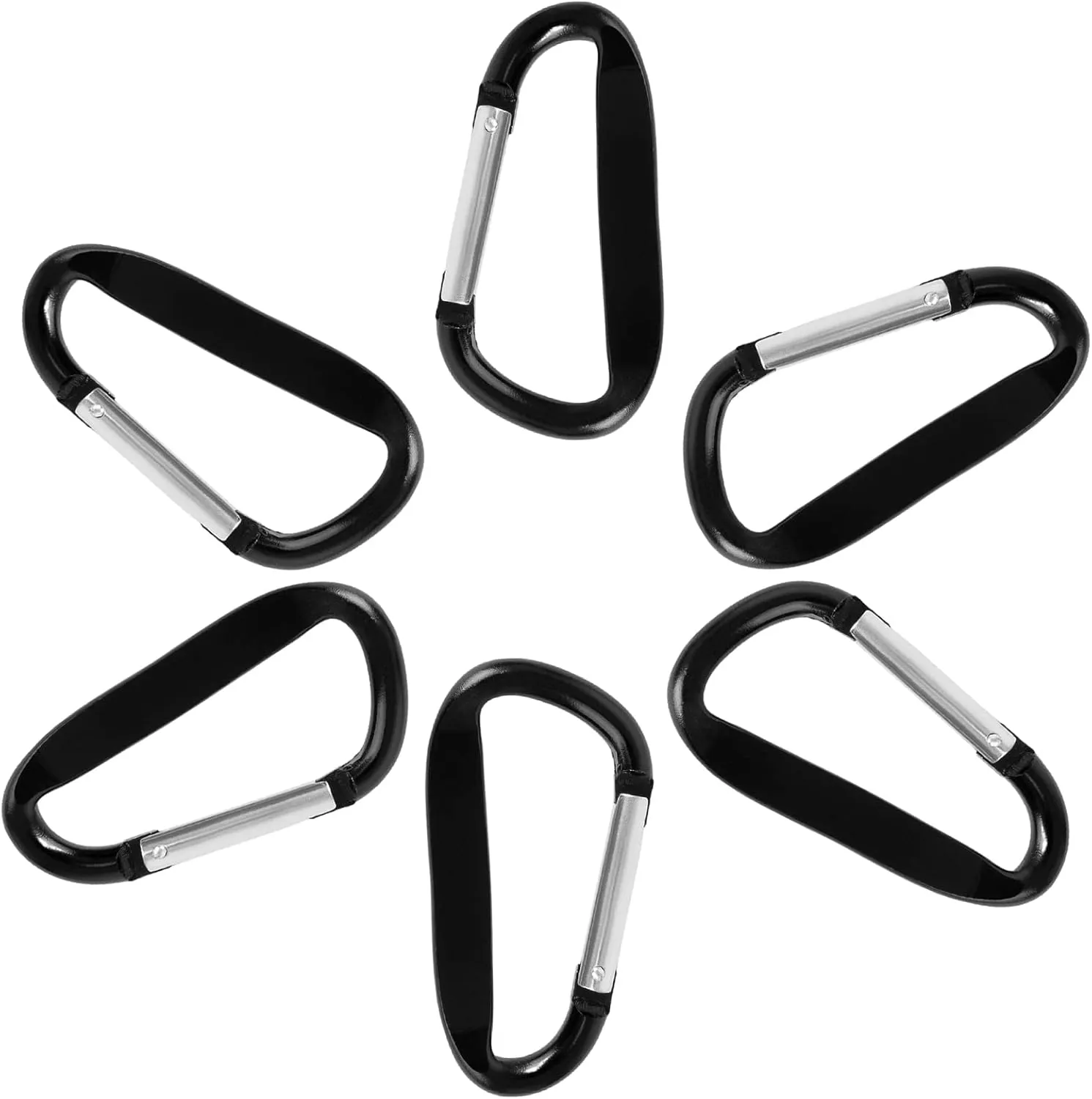 TopTie 24PCS Custom Carabiners Clips, Mini Engraved Carabiner Keychain Heavy Duty 3Inch D Shape