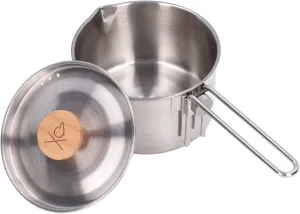 Topyond 1000ml Stainless Steel Camping Pot with Vent Hole, Portable Heat Resistant Camping Cookware Kettle Coffee Pot with Foldable Handle for Picnic Hiking