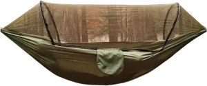 Topyond Camping Hammock with Net, 210T Nylon Taffeta Hammocks Quick Opening Hammock Tent for Indoor, Outdoor, Hiking, Camping, Backpacking, Travel, Backyard, Beach(Army Green)