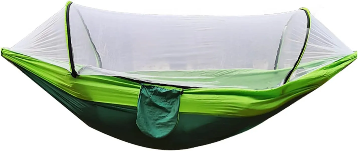 Topyond Camping Hammock with Net, 210T Nylon Taffeta Hammocks Quick Opening Hammock Tent for Indoor, Outdoor, Hiking, Camping, Backpacking, Travel, Backyard, Beach(Fruit Green)
