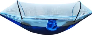 Topyond Camping Hammock with Net, 210T Nylon Taffeta Hammocks Quick Opening Hammock Tent for Indoor, Outdoor, Hiking, Camping, Backpacking, Travel, Backyard, Beach(Light Blue)