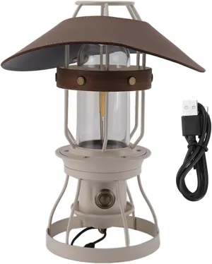 Topyond Outdoor Camping Lantern, Portable Camping Light with Extra Long Battery Life, USB Rechargeable Vintage Lantern for Tent Hanging, Ideal for Long Camping Activities