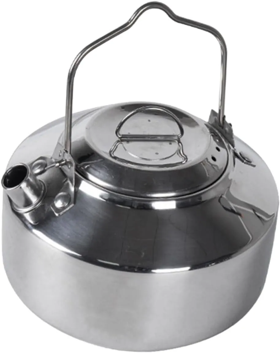 Totority Stainless Steel Camping Kettle Portable Outdoor Tea Pot Capacity Water Boiler for Hiking Fishing and Self-driving Adventures Elegant Design for Home and Travel Use