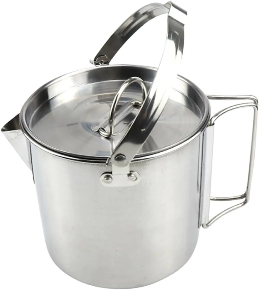 TOYANDONA Collapsible Stainless Steel Kettle for Camping Outdoor Boil Water Hanging Pot Lightweight Cookware for Tea Soup for Hiking and Picnics