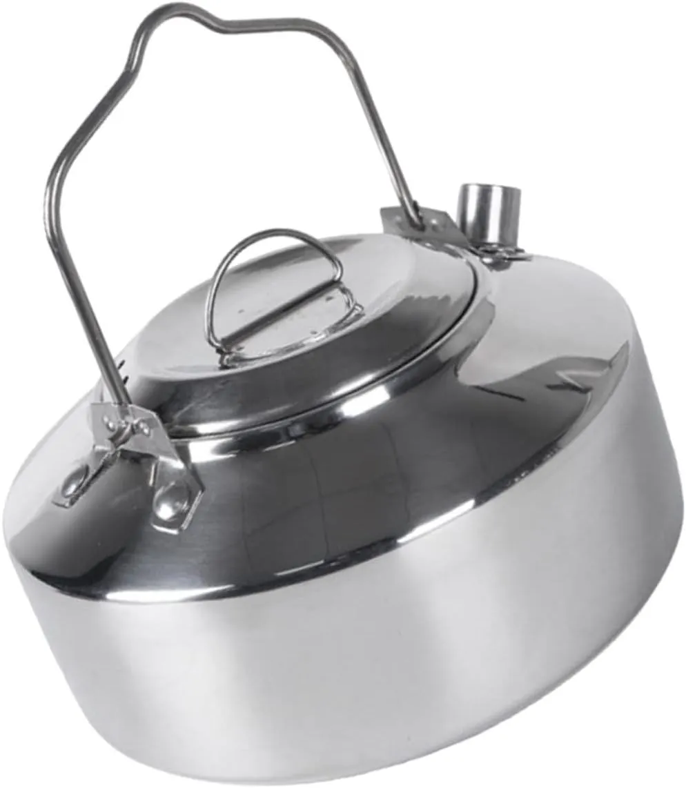 TOYANDONA Stainless Steel Outdoor Tea Kettle Portable Water Pot for Camping Hiking and Fishing Durable Kitchen Water Container with Ergonomic Handle and Soup