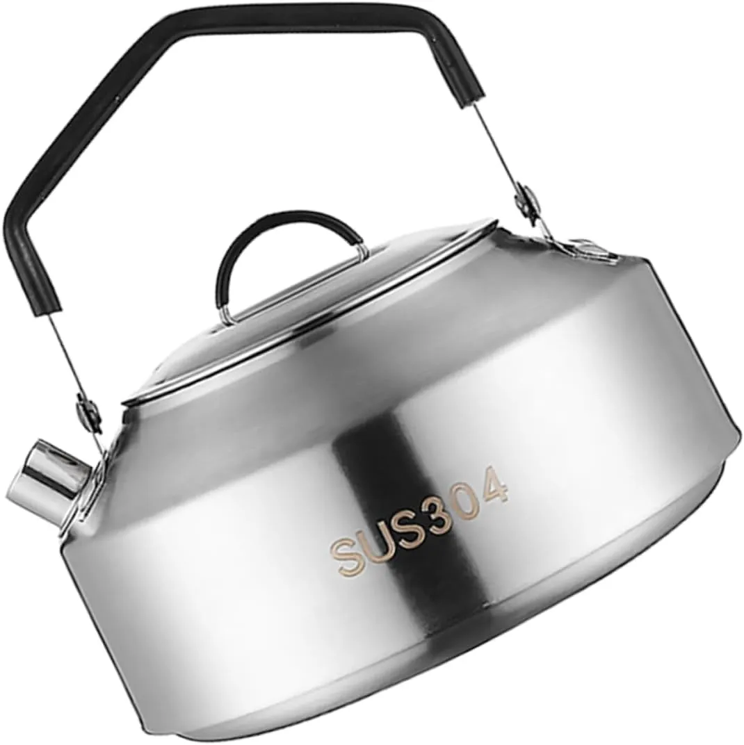 Toyvian Whistling Stainless Steel Kettle Portable Camping Cookware Electric Tea Pot