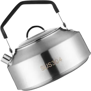 Toyvian Whistling Stainless Steel Kettle Portable Camping Cookware Electric Tea Pot