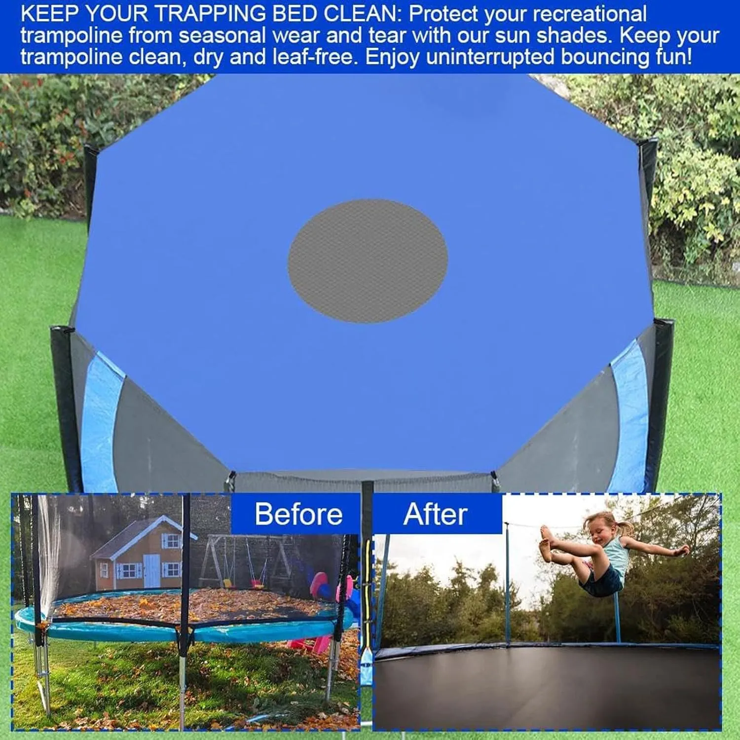 Trampoline Shade Cover, Canopy Trampoline Tent Cover, Sun-Protection Trampolines Canopy, Easy to Install, Dustproof Trampoline Tarp Accessories, for 6ft,8ft,10ft,12ft,14ft,16ft,16ft