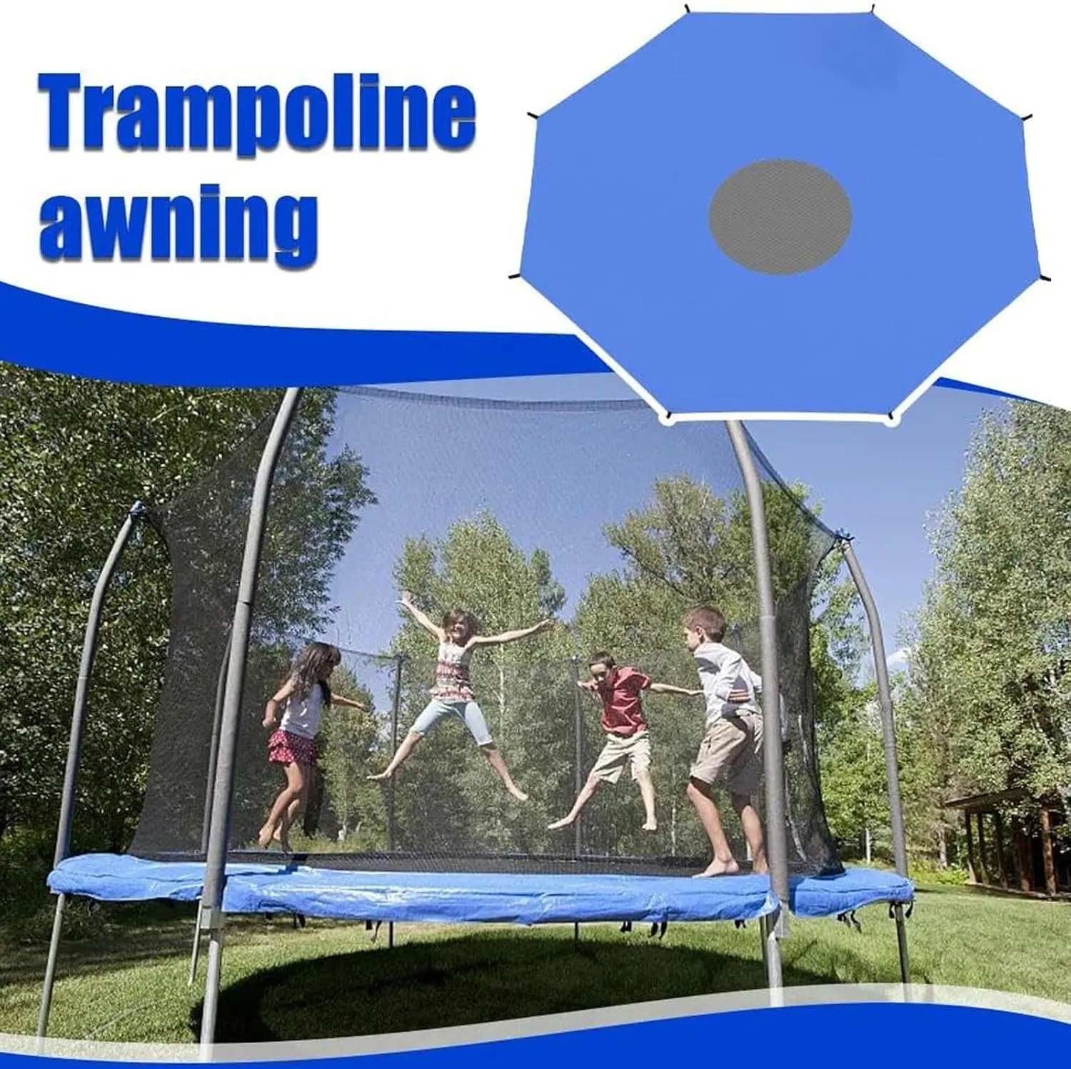 Trampoline Shade Cover, Canopy Trampoline Tent Cover, Sun-Protection Trampolines Canopy, Easy to Install, Dustproof Trampoline Tarp Accessories, for 6ft,8ft,10ft,12ft,14ft,16ft,16ft