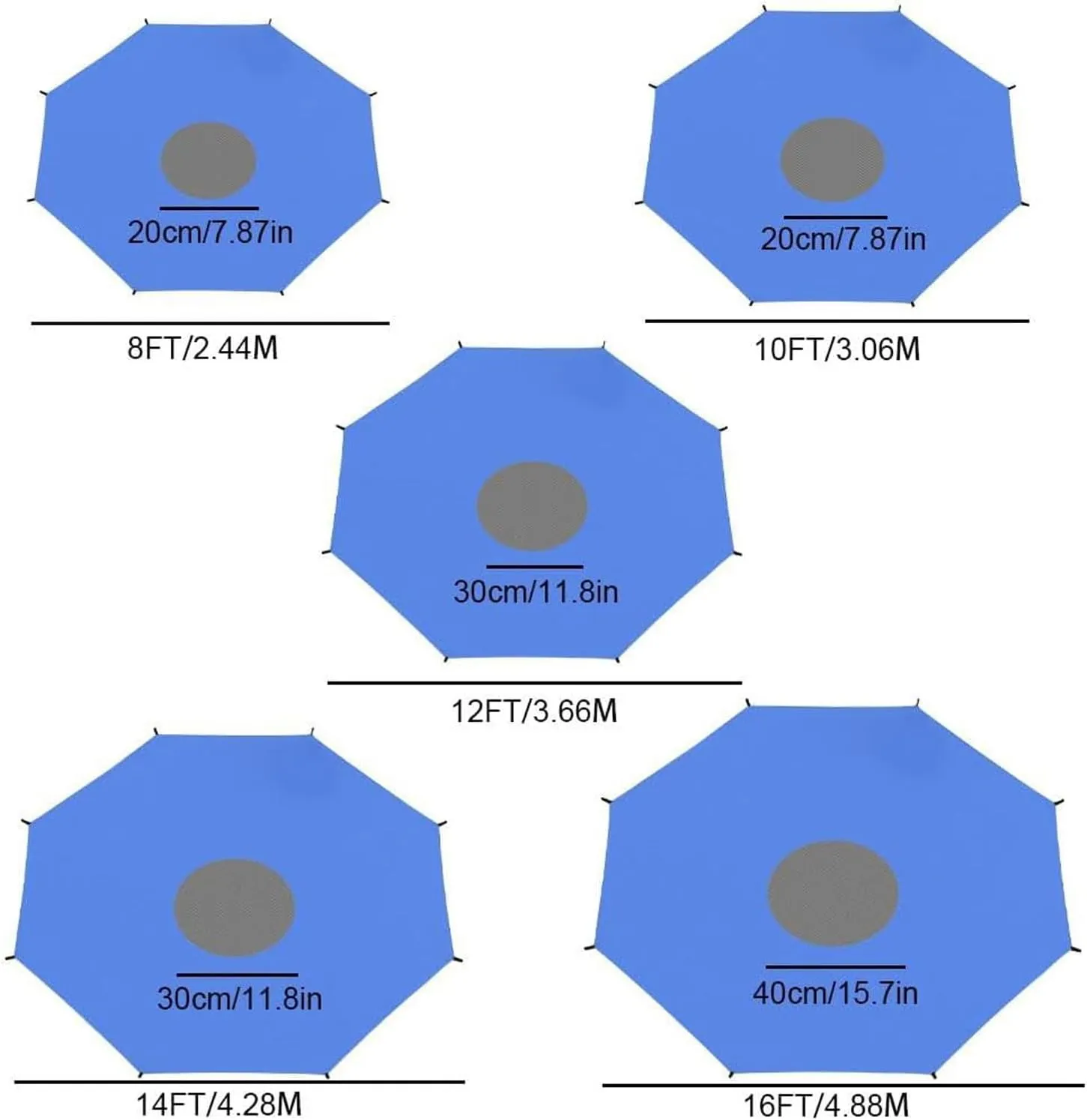 Trampoline Shade Cover, Canopy Trampoline Tent Cover, Sun-Protection Trampolines Canopy, Easy to Install, Dustproof Trampoline Tarp Accessories, for 6ft,8ft,10ft,12ft,14ft,16ft,16ft