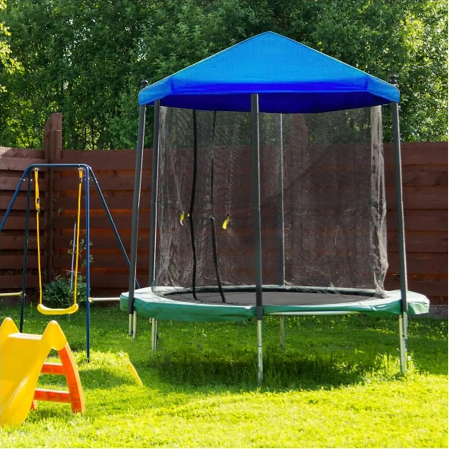 Trampoline Shade , Waterproof Oxford Trampoline Canopy, Foldable Dust-Proof Trampoline Tent , Anti-UV Trampoline Sunshade Tarp Accessories for Hot Summer