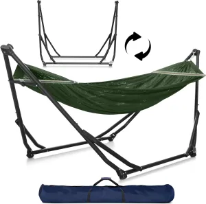 Tranquillo UniGen Hammock with Stand for Outside, Double Hammock for 2 Persons Foldable Portable Hammock 600 lbs Capacity/Portable Hammock with Stand Foldable, Moss Green