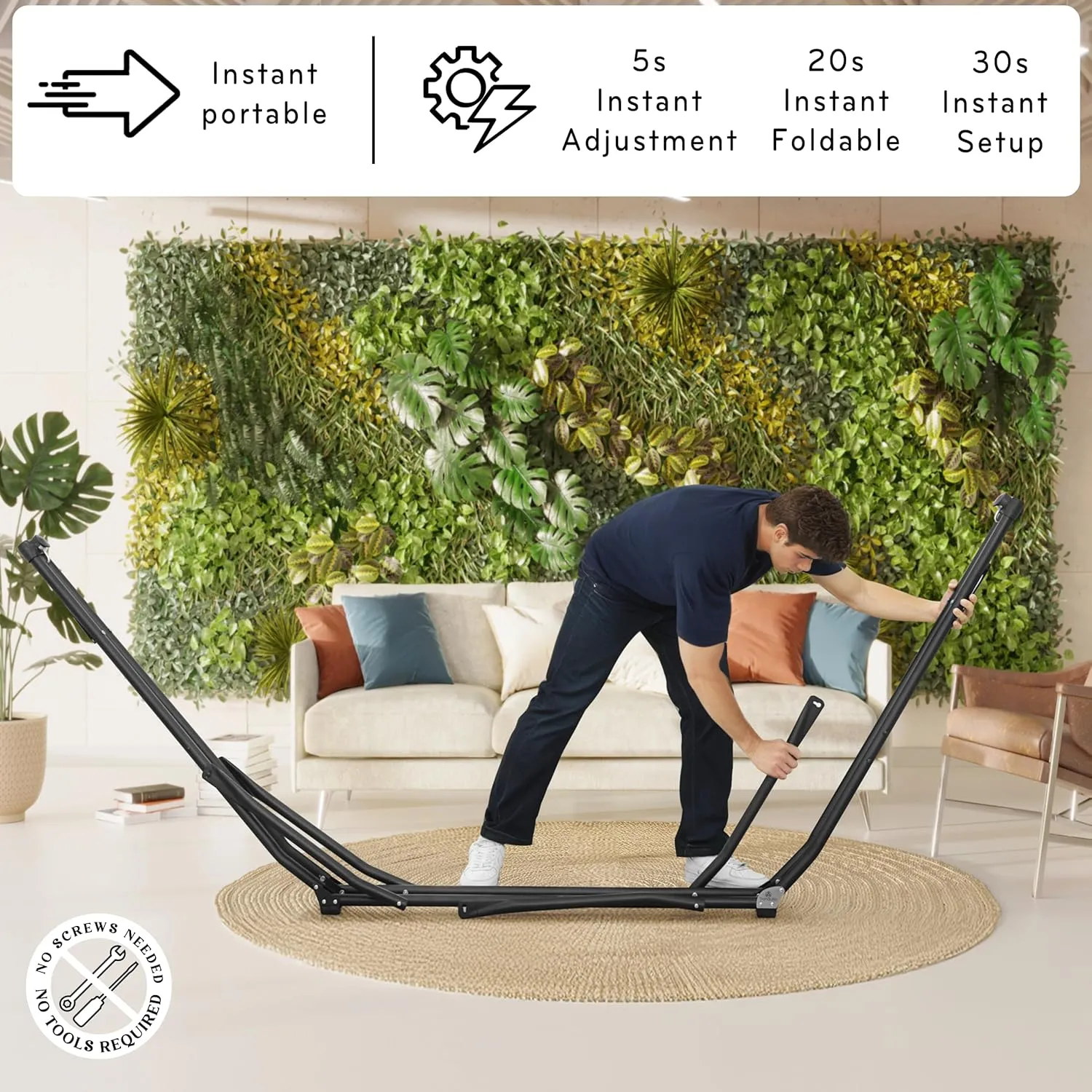 Tranquillo UniGen Hammock with Stand for Outside, Double Hammock for 2 Persons Foldable Portable Hammock 600 lbs Capacity/Portable Hammock with Stand Foldable, Moss Green