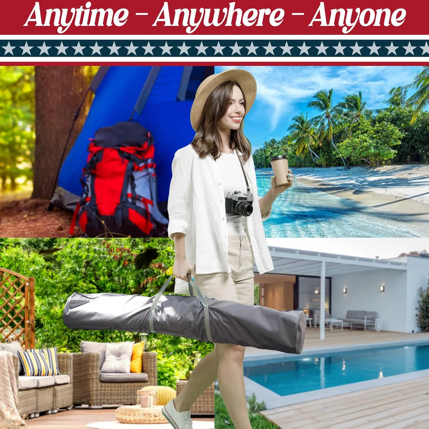 Tranquillo Uniki Adjustable Hammock with Stand Collapsible, Camping Hammock, 550 lbs Capacity Double Hammock Stand, Foldable Sturdy Noiseless Stand, for Active Life Carry Bag Included, Aegean