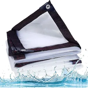 Transparent Tarp Waterproof with Grommet 13x26ft, Clear Tarps Waterproof Tarpaulin, 100% UV & Weather Resistant Vinyl Coated PVC Tarps, Clear Tarp Waterproof