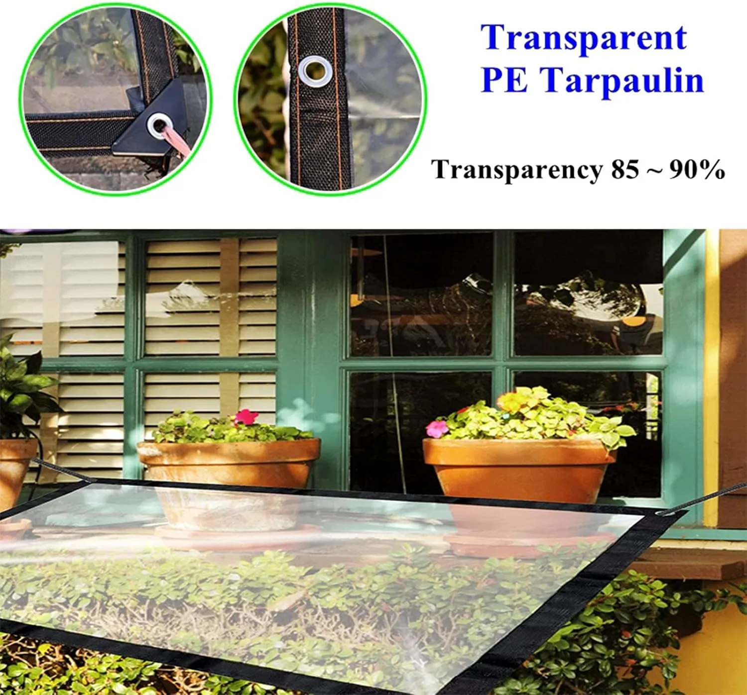 Transparent Tarp Waterproof with Grommet 13x26ft, Clear Tarps Waterproof Tarpaulin, 100% UV & Weather Resistant Vinyl Coated PVC Tarps, Clear Tarp Waterproof