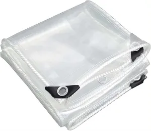 Transparent Tarps with Grommets 5.9x13.1ft, Clear Tarps Transparent Tarpaulin, Heavy Duty Clear Vinyl PVC Waterproof Tarps, for Patio, Henhouse, Canopy