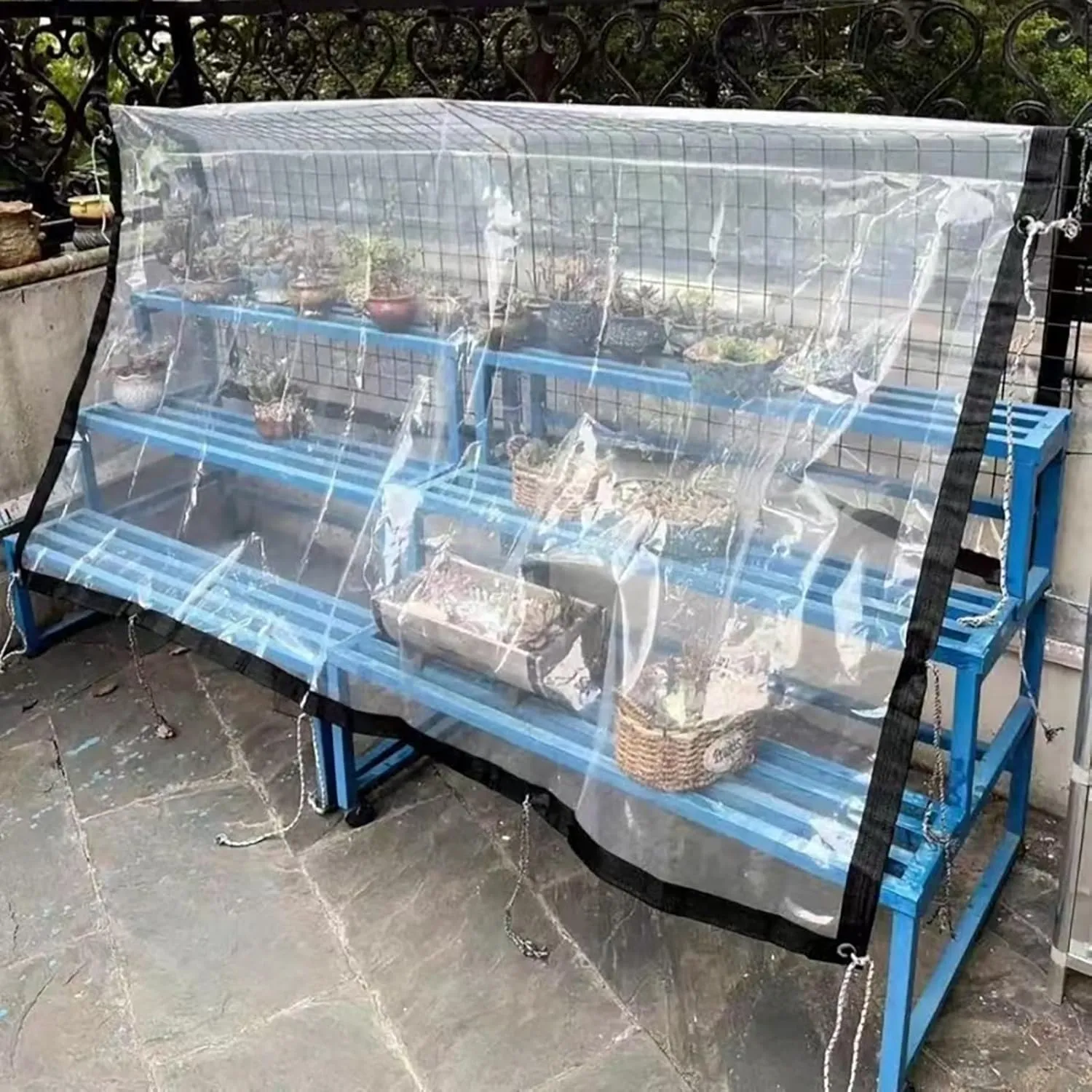 Transparent Waterproof Tarpaulin,2 * 3m 3 * 5m 5 * 8m 8 * 10m Windproof Clear Plastic Tarps,for Patio Pergola Garden Canopy,Clear Greenhouse Heavy Duty Tarp(20x20 ft(6x6m))