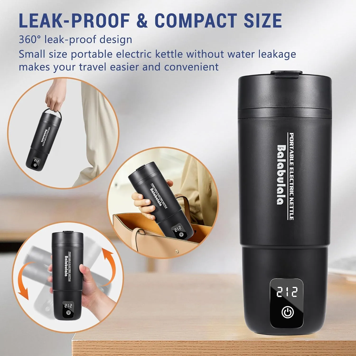 Travel Electric Kettle, Balabulala Portable Water Boiler with 6 Variable Presets, Personal Small Electric Kettle with Keep Warm Temperature Controls & Boil Dry Protection, 17oz