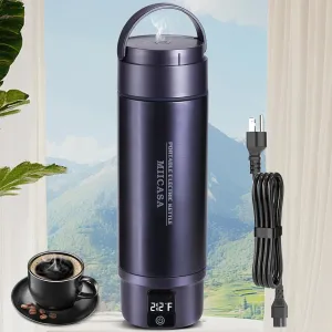 Travel Electric Kettle,Miicasa Portable Water Boiler with Double Wall Stainless Steel Vacuum Insulated,6 Temperature Preset and Auto Shut-Off Boil Dry,16oz
