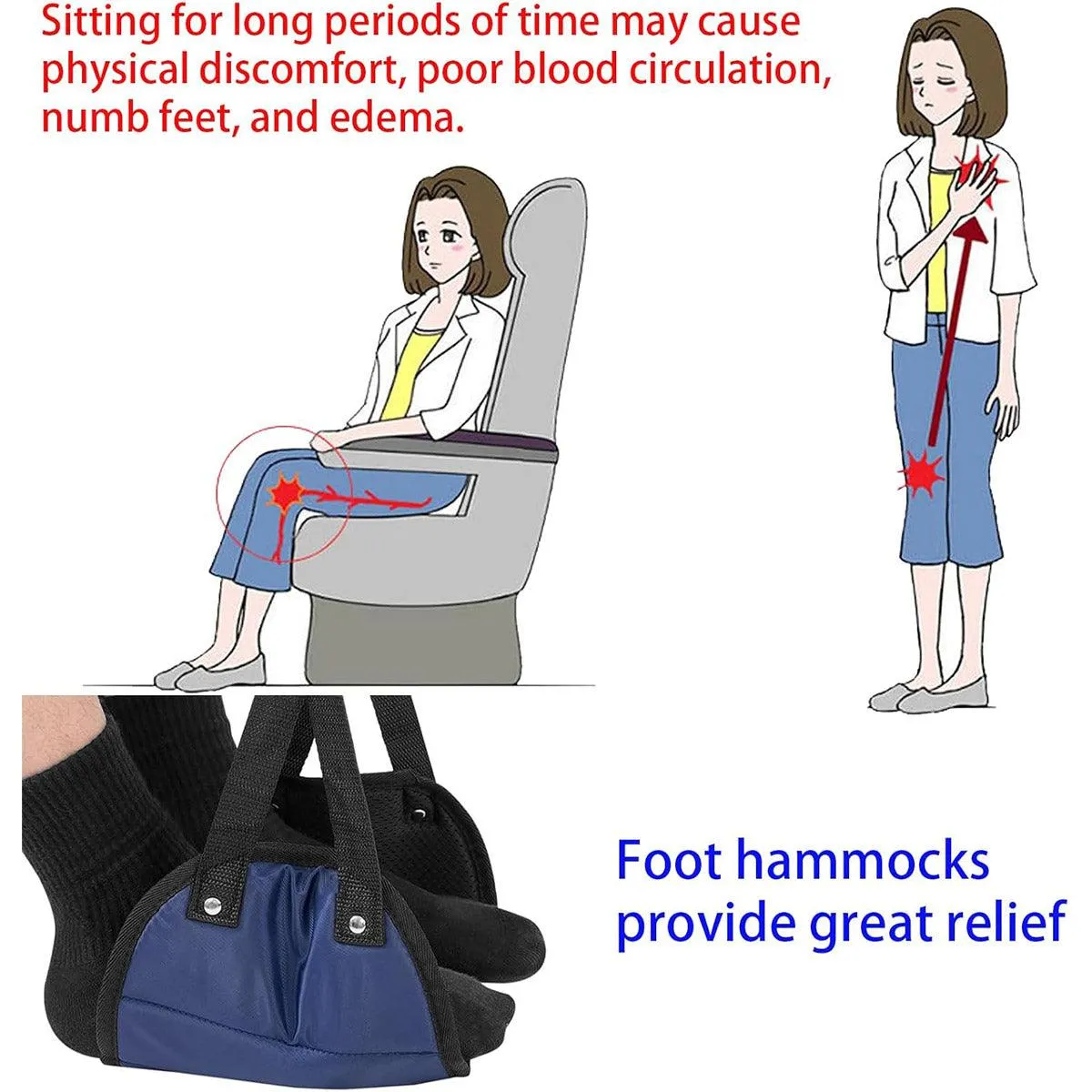 Travel Rest Hammock Office Foot Hammock Portable Rest for Relaxation Support