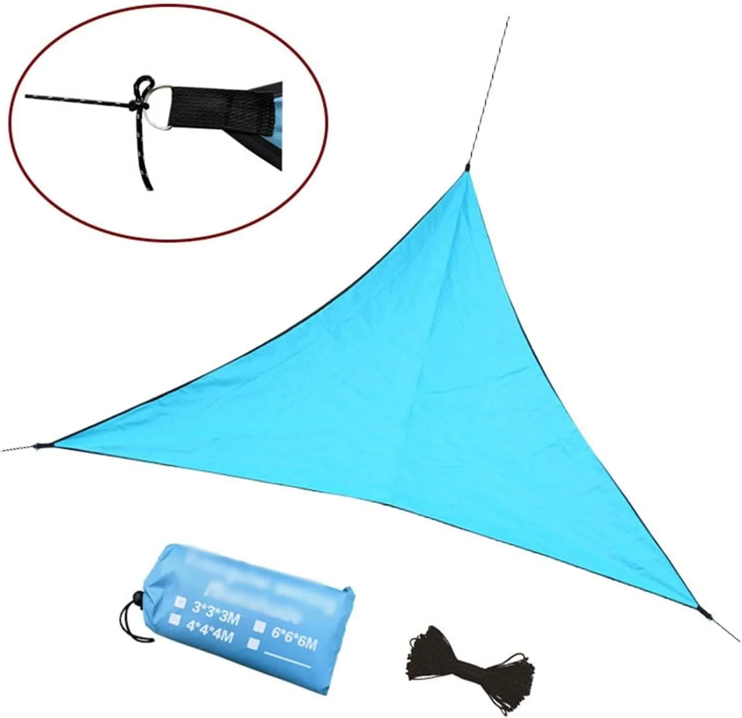 Triangle Rain Fly Tent Tarp Waterproof Sunshade 4x4x4M/6x6x6M, Outdoor Camping Tarpaulin for Hiking & Travel(White,6 * 6 * 6M)