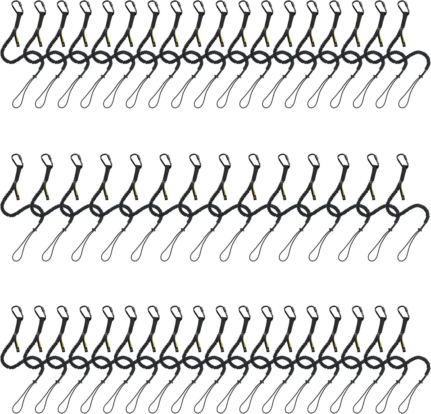 TRSMIMA Safety Tether Tool Lanyard - 50 Pack Fall Protection Lanyard Provide Good Flexibility Aluminum Screw Lock Carabiner Clip Adjustable Loop End