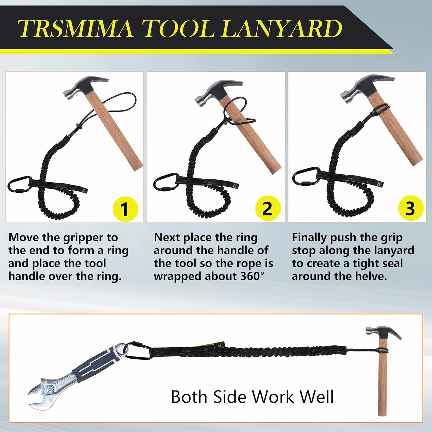 TRSMIMA Safety Tether Tool Lanyard - 50 Pack Fall Protection Lanyard Provide Good Flexibility Aluminum Screw Lock Carabiner Clip Adjustable Loop End
