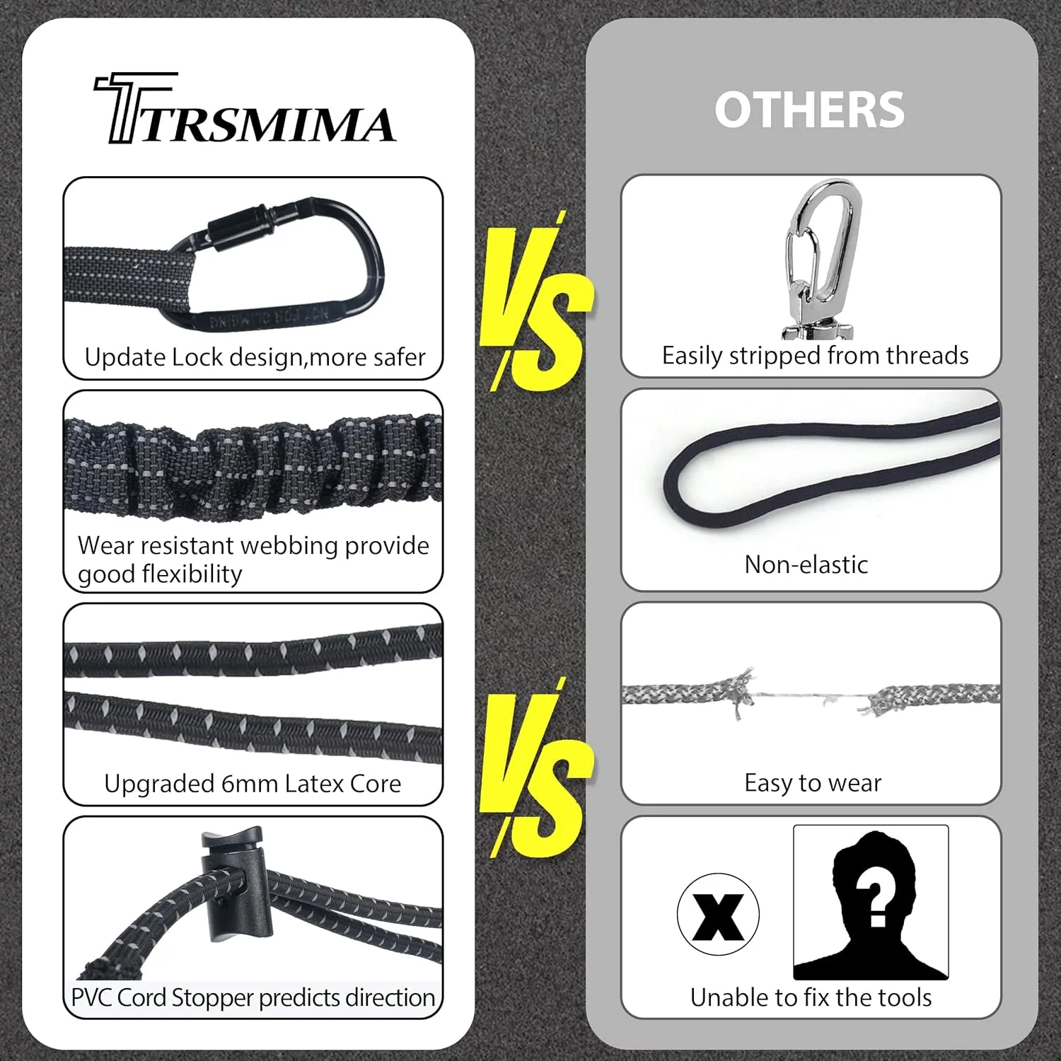 TRSMIMA Safety Tether Tool Lanyard - 50 Pack Fall Protection Lanyard Provide Good Flexibility Aluminum Screw Lock Carabiner Clip Adjustable Loop End