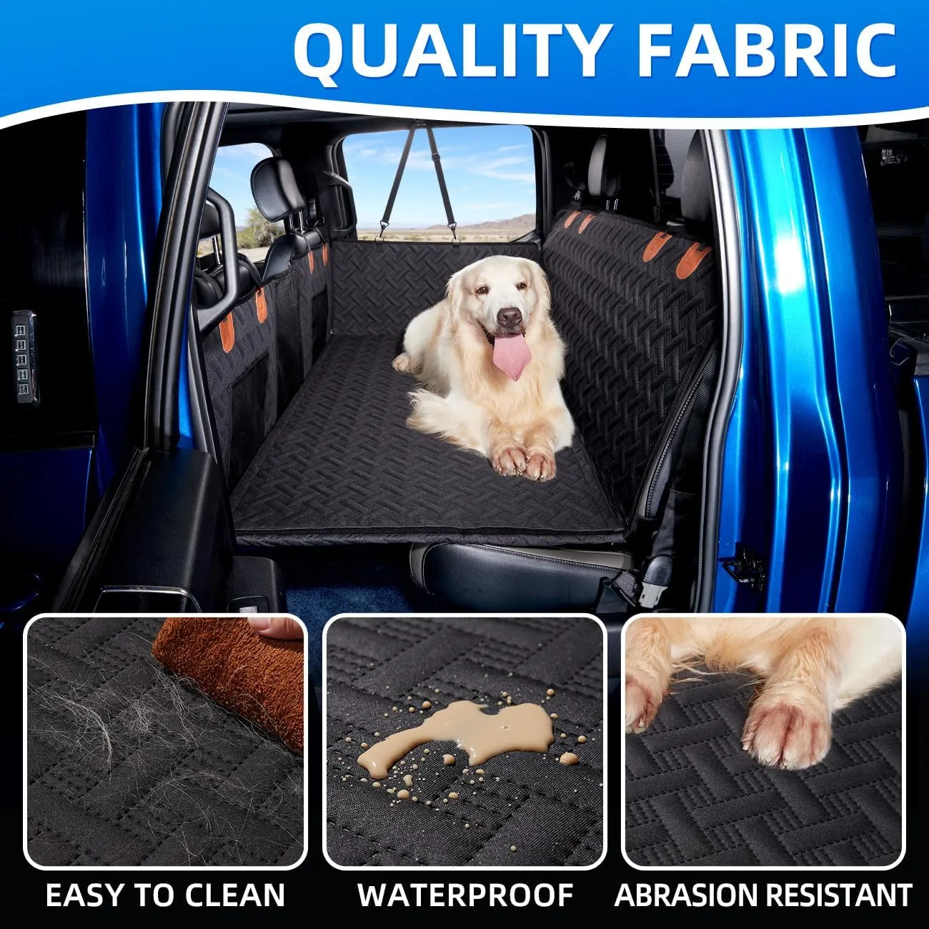 Truck Dog Seat Cover Back Seat,Back Seat Extender for Truck,Dog Hammock,Hard Bottom Car Seat Cover,Pet Seat Cover for F150/RAM1500/Silverado