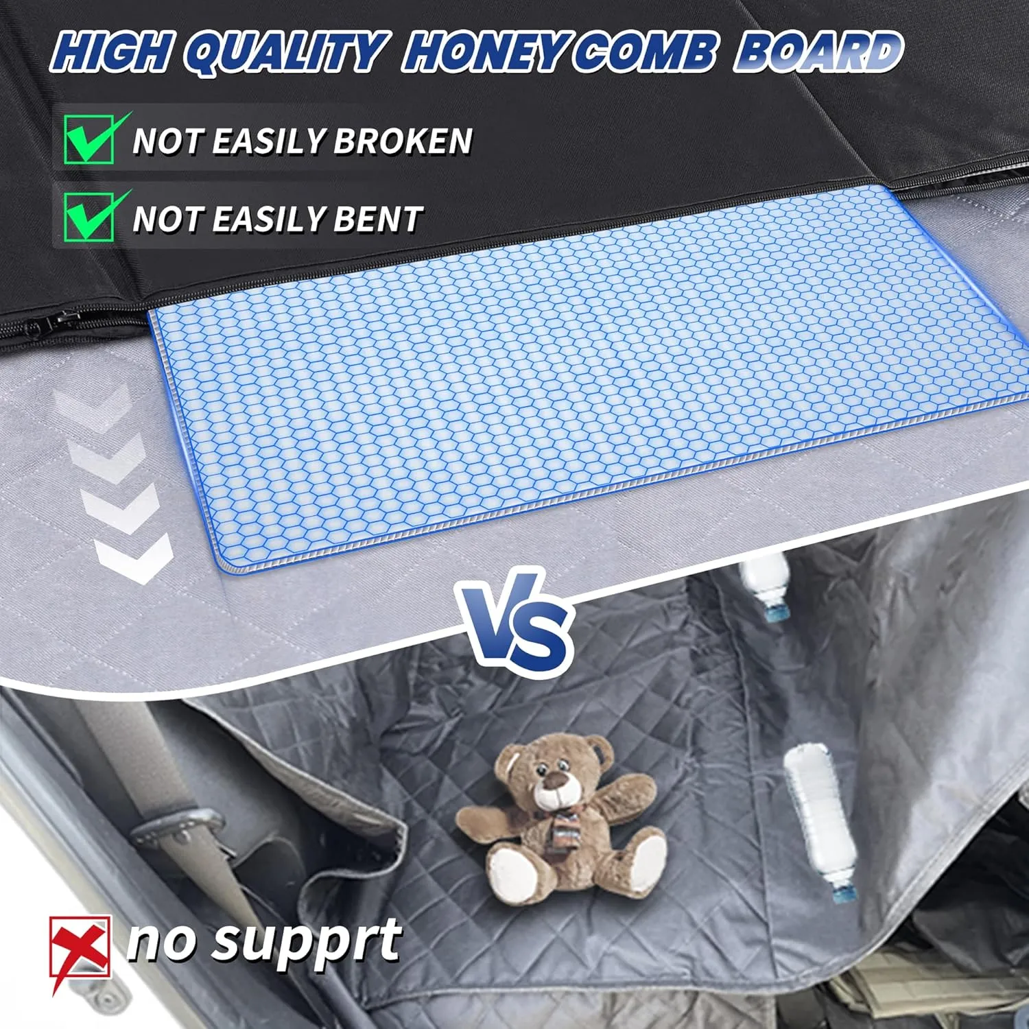 Truck Dog Seat Cover Back Seat,Dog Backseat Extender Hammock for Crew Cab 6 Foldable Board Hard Bottom 400lbs Waterproof Anti-Scratch Pet Seat Covers for F150/RAM1500/Silverado Pickup,Gray
