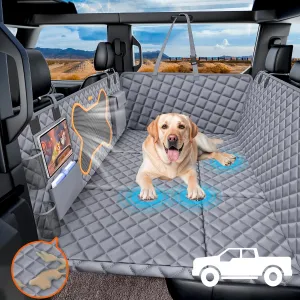 Truck Dog Seat Cover Back Seat,Dog Backseat Extender Hammock for Crew Cab 6 Foldable Board Hard Bottom 400lbs Waterproof Anti-Scratch Pet Seat Covers for F150/RAM1500/Silverado Pickup,Gray