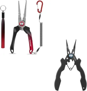 TRUSCEND Lockable Handy Fishing Pliers, Split Ring Pliers Kit with Wacky Rig Tool, Corrosion Resistant Teflon Coating Fishing Gear Hook Remover for Saltwater Freshwater, Fishing Gifts for Men
