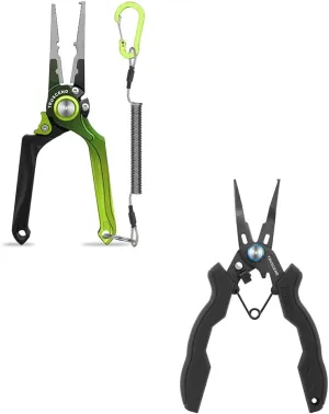 TRUSCEND Lockable Handy Fishing Pliers with Innovative Ergonomical Handle, Corrosion Saltwater Resistant Teflon Coated Fishing Tool, Multi-Function Fishing Gear with Mo-V Cutter, Amazing Fishing Gifts