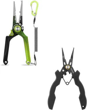 TRUSCEND Lockable Handy Fishing Pliers with Innovative Ergonomical Handle, Corrosion Saltwater Resistant Teflon Coated Fishing Tool, Multi-Function Fishing Gear with Mo-V Cutter, Amazing Fishing Gifts
