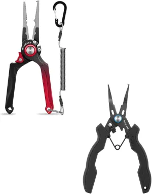 TRUSCEND Lockable Handy Fishing Pliers with Innovative Ergonomical Handle, Corrosion Saltwater Resistant Teflon Coated Fishing Tool, Multi-Function Fishing Gear with Mo-V Cutter, Amazing Fishing Gifts