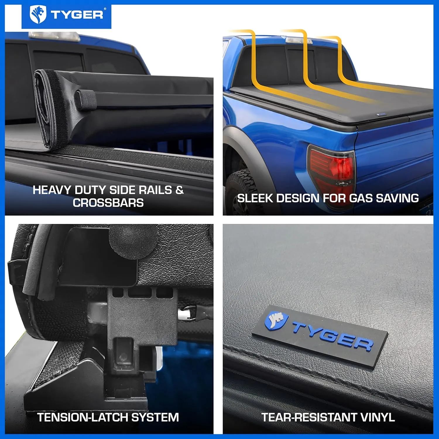 Tyger Auto T1 Soft Roll-up Truck Bed Tonneau Cover Compatible with 2024-2025 Toyota Tacoma | 5' (60") Bed | TG-BC1T9204
