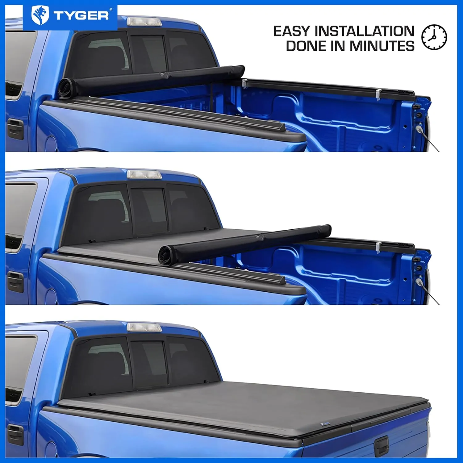 Tyger Auto T1 Soft Roll-up Truck Bed Tonneau Cover Compatible with 2024-2025 Toyota Tacoma | 5' (60") Bed | TG-BC1T9204