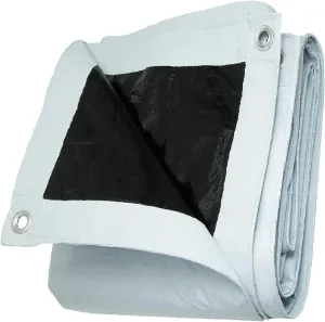 UCINNOVATE 10' x 10' Heavy Duty Waterproof White/Black Reversible Tarp, Durable 14 Mil Tarp Cover with Grommets, UV Resistant Reinforced Ground Sheet Cover for Garden Patio Lawn Greenhouse or Boat