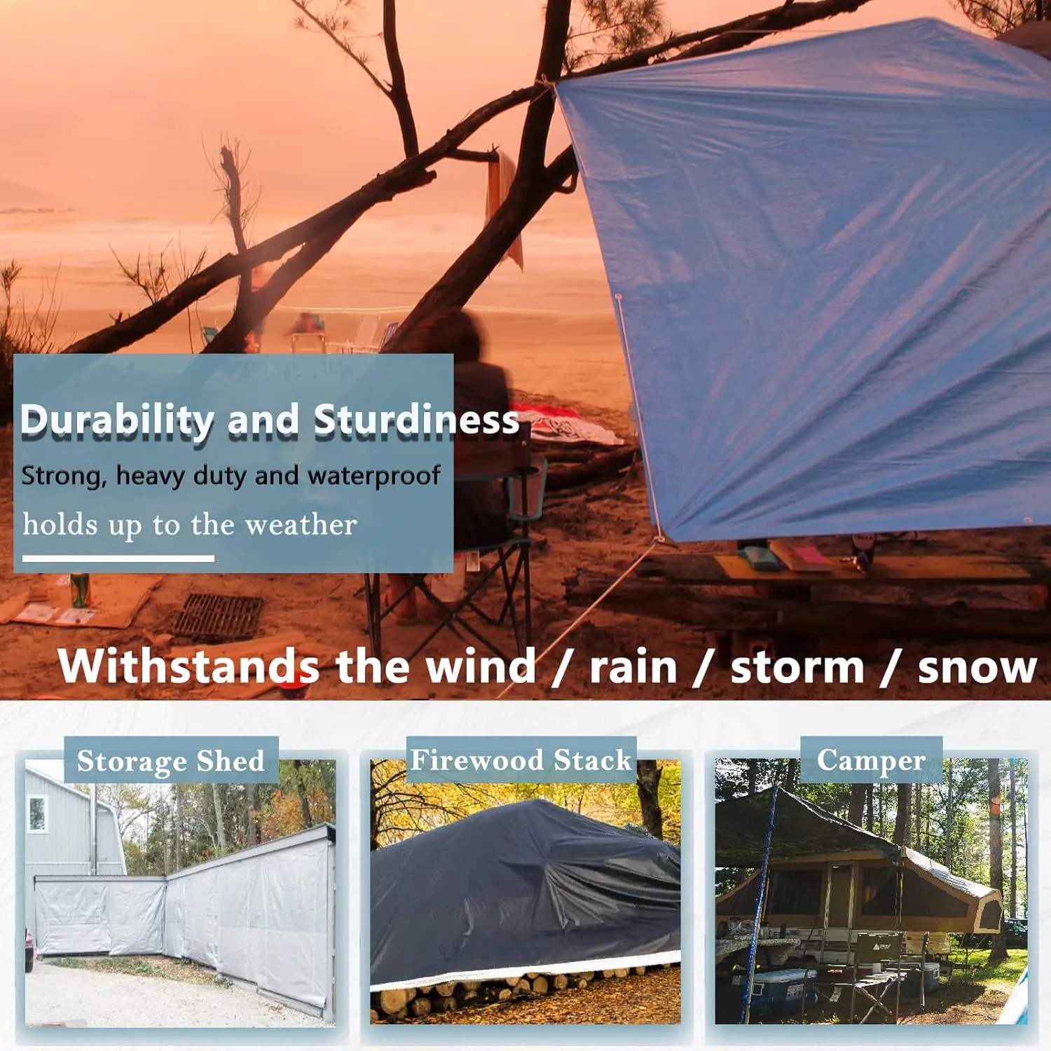 UCINNOVATE 10' x 20' Tarps 14 Mil Heavy Duty Waterproof White/Black Poly Tarp Cover, Thick Weatherproof UV Resistant Tarpaulin with Grommets, Tear Proof Large Protection Tarp for Camping Gazebo Roof