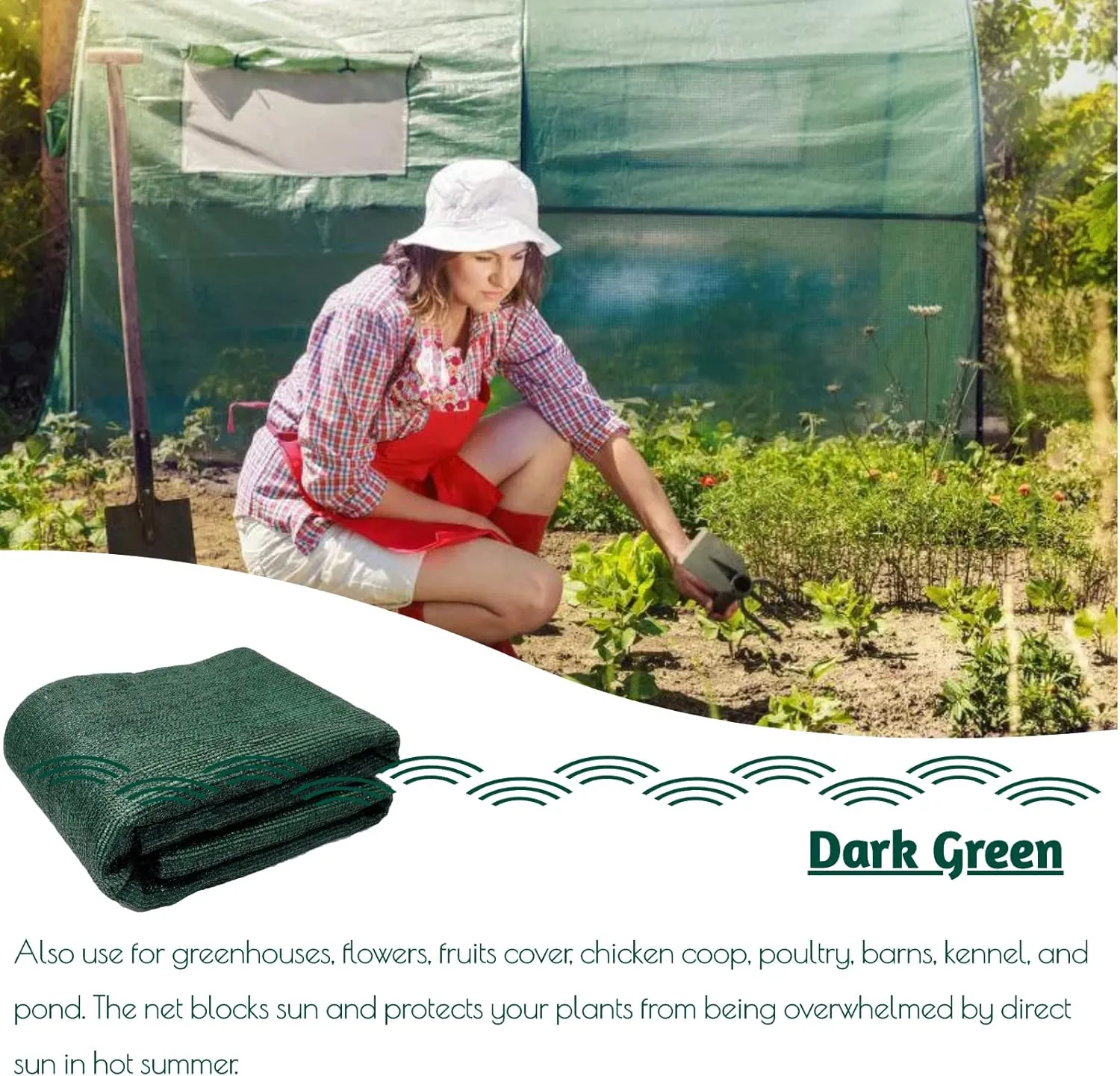 UCINNOVATE 6.5X10 ft Green Shade Cloth, 70% Sunscreen Fabric UV Resistant Mesh Shade Tarp for Heat Protection, Sunblock Plant Shade with Grommets, Sun Shade Net for Patio Greenhouse Fence Pergola