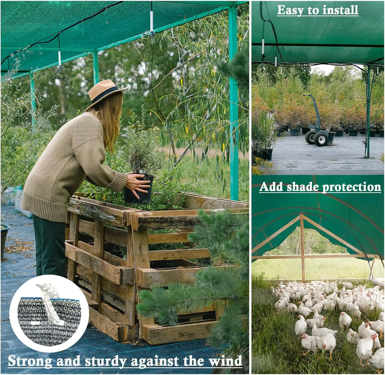 UCINNOVATE 6.5X10 ft Green Shade Cloth, 70% Sunscreen Fabric UV Resistant Mesh Shade Tarp for Heat Protection, Sunblock Plant Shade with Grommets, Sun Shade Net for Patio Greenhouse Fence Pergola