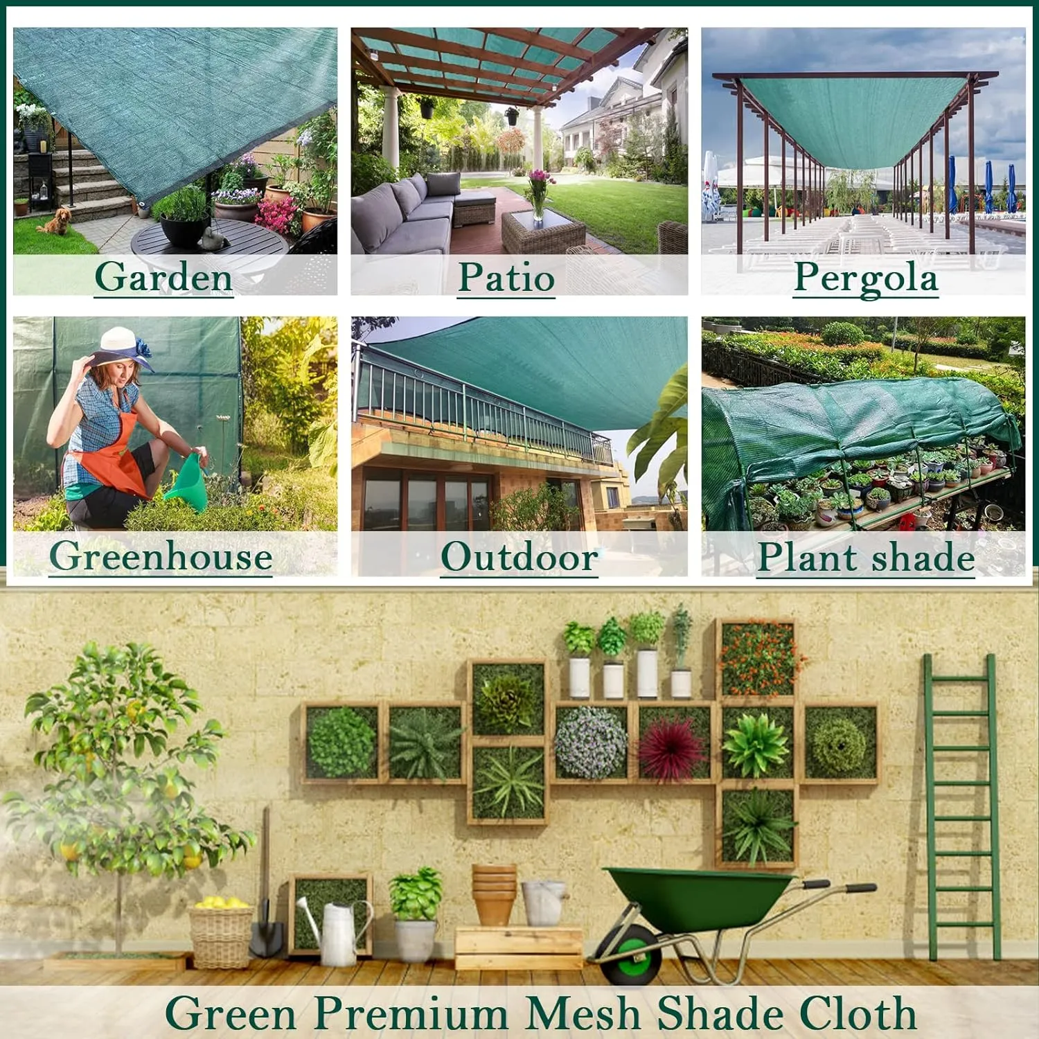 UCINNOVATE 6.5X10 ft Green Shade Cloth, 70% Sunscreen Fabric UV Resistant Mesh Shade Tarp for Heat Protection, Sunblock Plant Shade with Grommets, Sun Shade Net for Patio Greenhouse Fence Pergola
