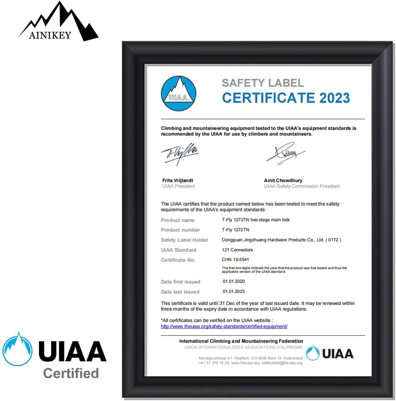 UIAA Certified Professional Heavy Duty Large Locking Carabiner Clips Climbing Carabiner 25kN Auto Locking Carabiner for Rock/Ice Climbing Rappelling Rescue Swing etc, D Shaped