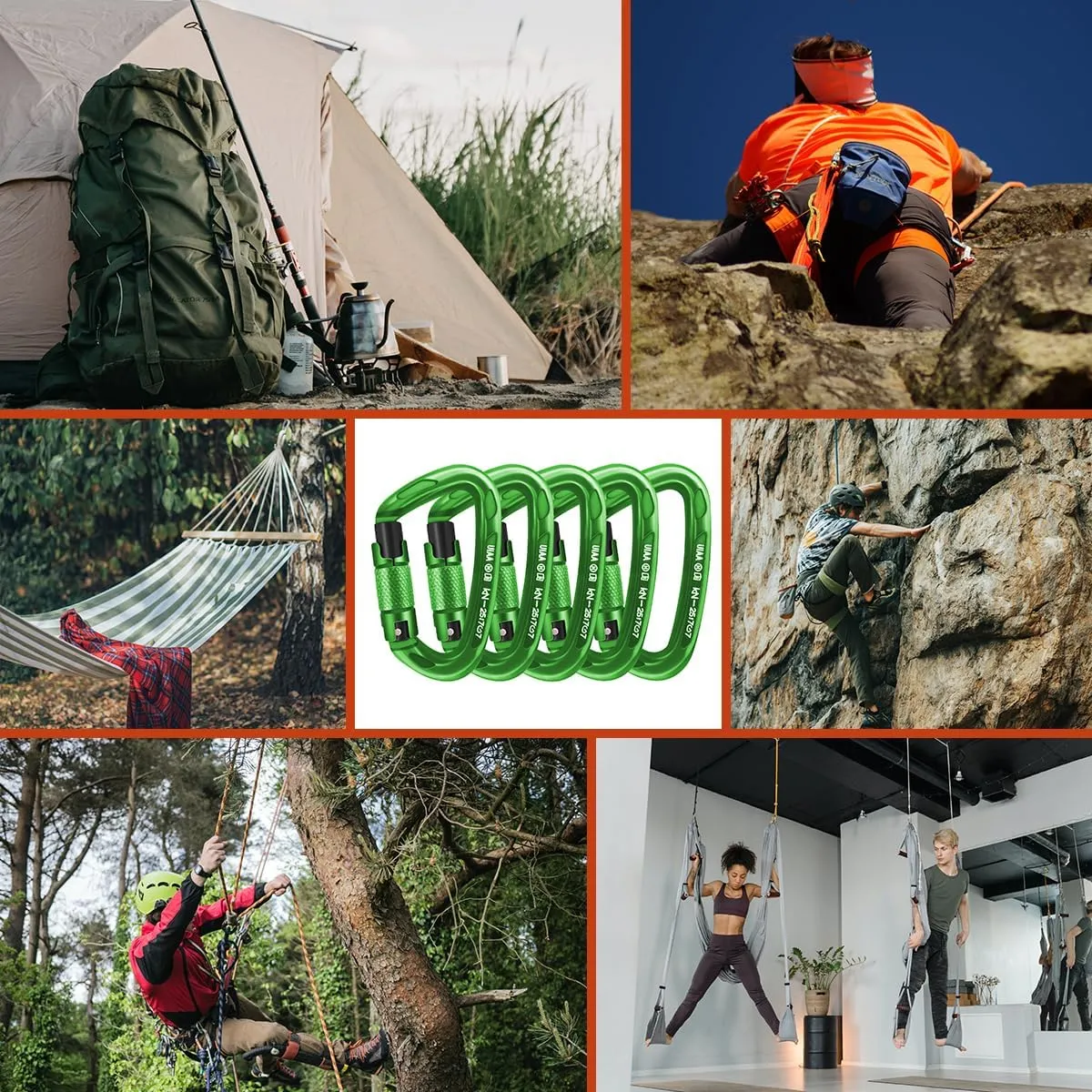 UIAA Certified Professional Heavy Duty Large Locking Carabiner Clips Climbing Carabiner 25kN Auto Locking Carabiner for Rock/Ice Climbing Rappelling Rescue Swing etc, D Shaped