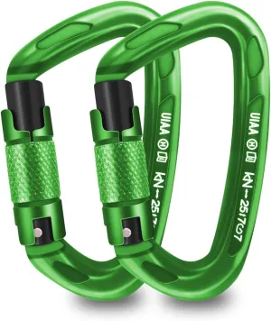 UIAA Certified Professional Heavy Duty Large Locking Carabiner Clips Climbing Carabiner 25kN Auto Locking Carabiner for Rock/Ice Climbing Rappelling Rescue Swing etc, D Shaped