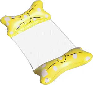 Ultimate Summer Relaxation with Folding Water Hammock - Inflatable Cute Bow Floating Chair for Pool Beach - 57x27.6 inches - Yellow